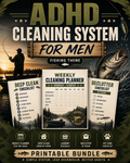 ADHD Cleaning Planner for Men | Fishing Theme Cleaning Checklist Bundle | Deep Clean System | Printable Home Reset Planner | Minimal Effort System