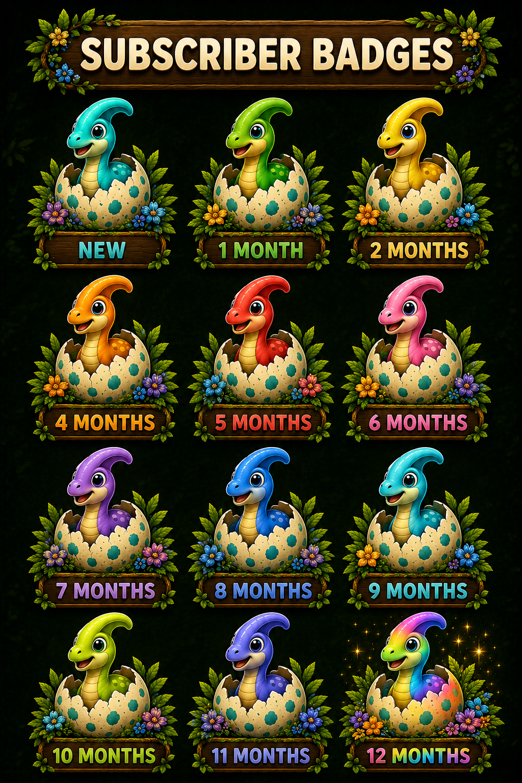 Teal Brachiosaurus Twitch Overlay Package | Emotes & Sub Badges | Cozy Stream Bundle | Kawaii Dinosaur Stream Graphics