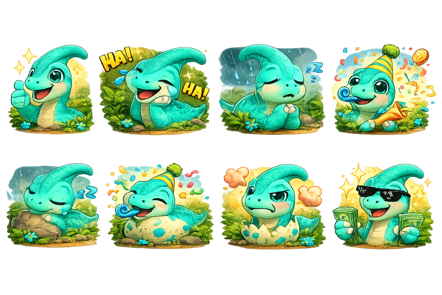 Teal Brachiosaurus Twitch Overlay Package | Emotes & Sub Badges | Cozy Stream Bundle | Kawaii Dinosaur Stream Graphics