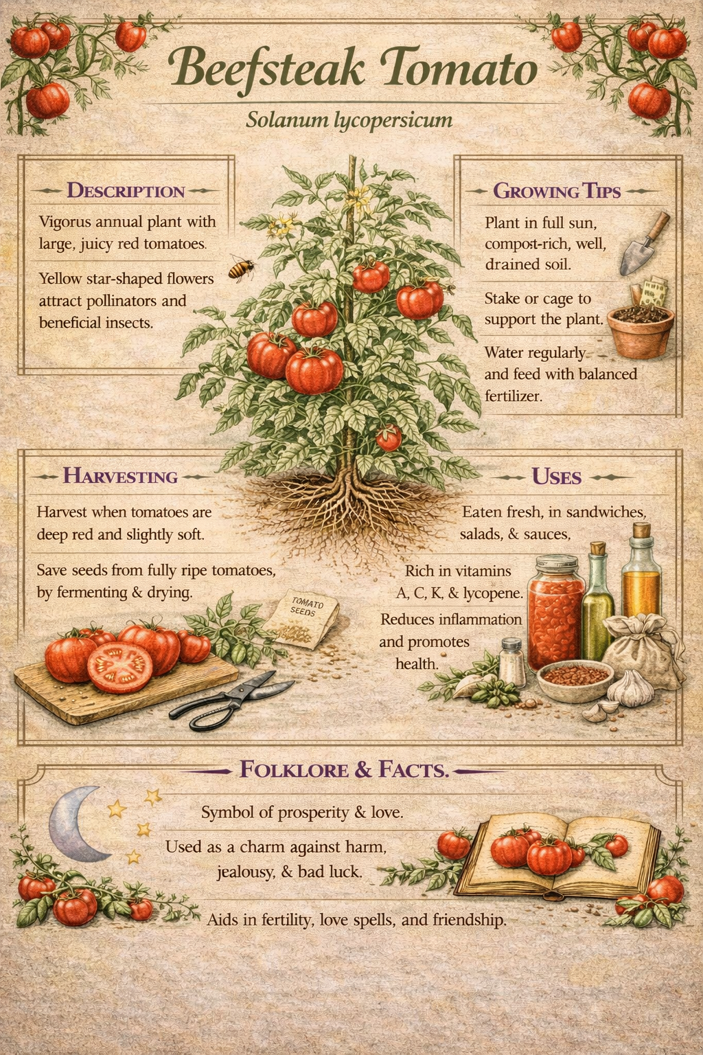 Tomato Grower's Set | Beefsteak Tomato, Cherry Tomato & Jalapeño Pepper | Garden Printable Guides
