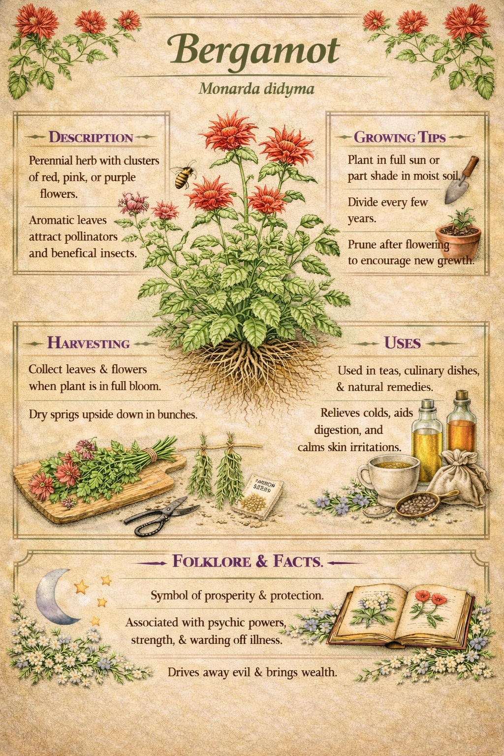 Apothecary Herb Collection | Hyssop, Echinacea & Bergamot | Herbal Reference Printable Bundle