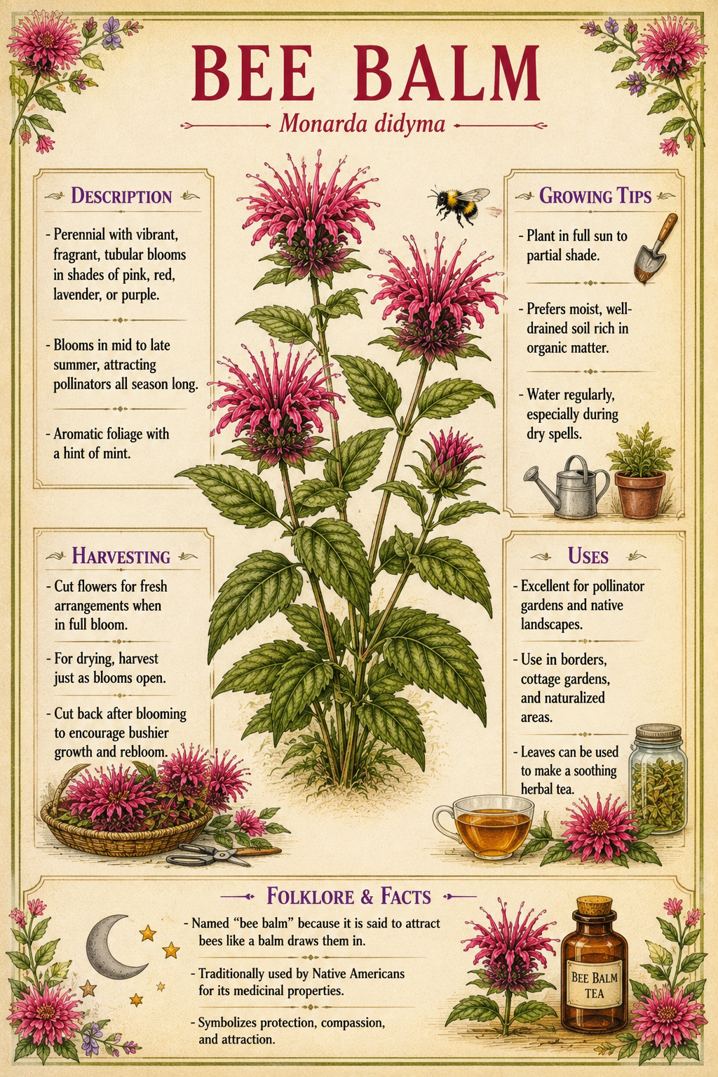 Pollinator Garden Collection | Zinnia, Bee Balm & Bishop's Flower | Butterfly & Bee Garden Guides