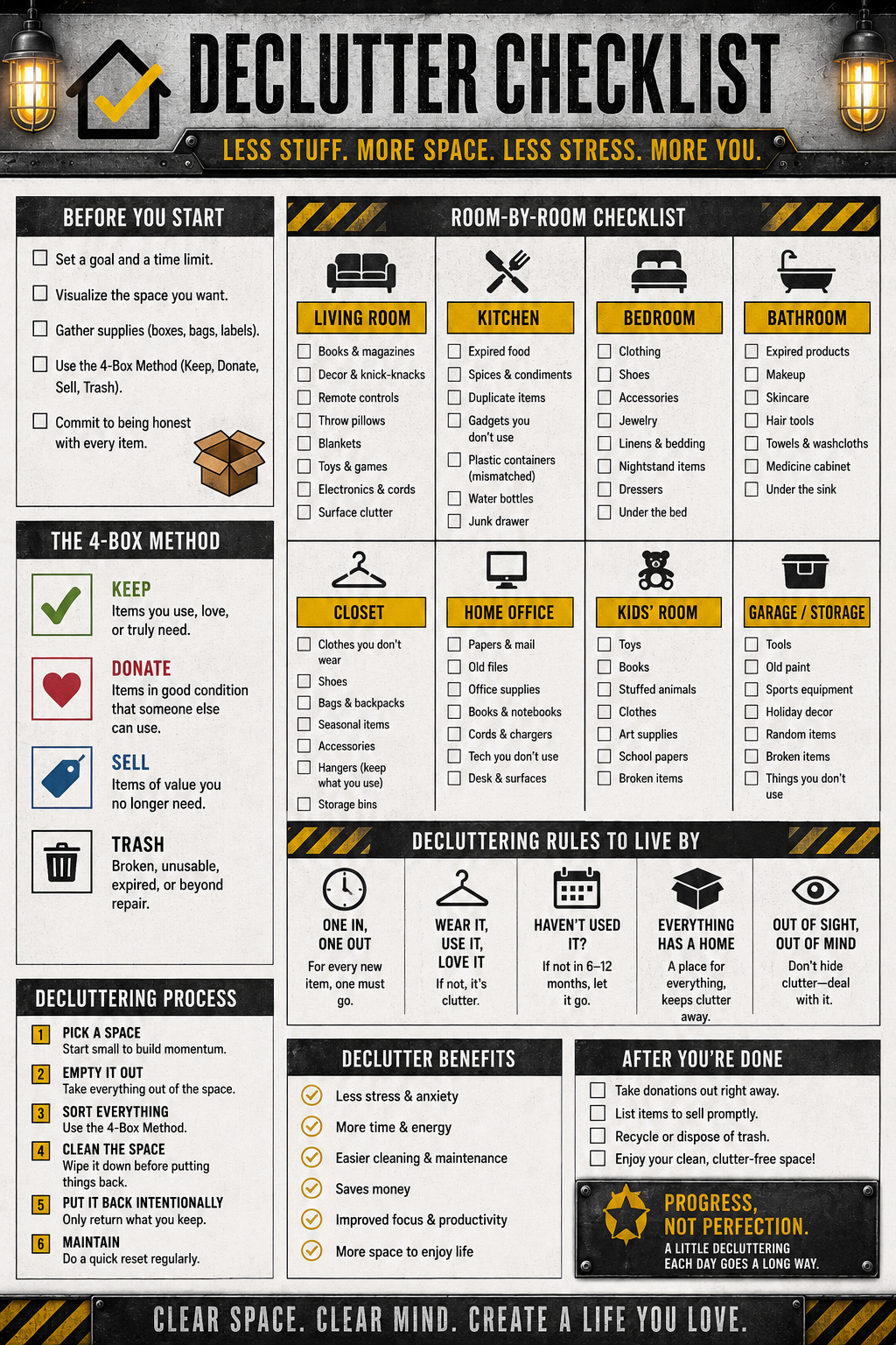ADHD Cleaning Planner for Men | Industrial Cleaning System | Printable Deep Clean Checklist Bundle
