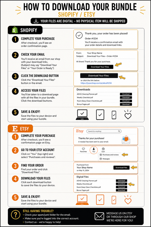ADHD Cleaning Planner for Men | Industrial Cleaning System | Printable Deep Clean Checklist Bundle