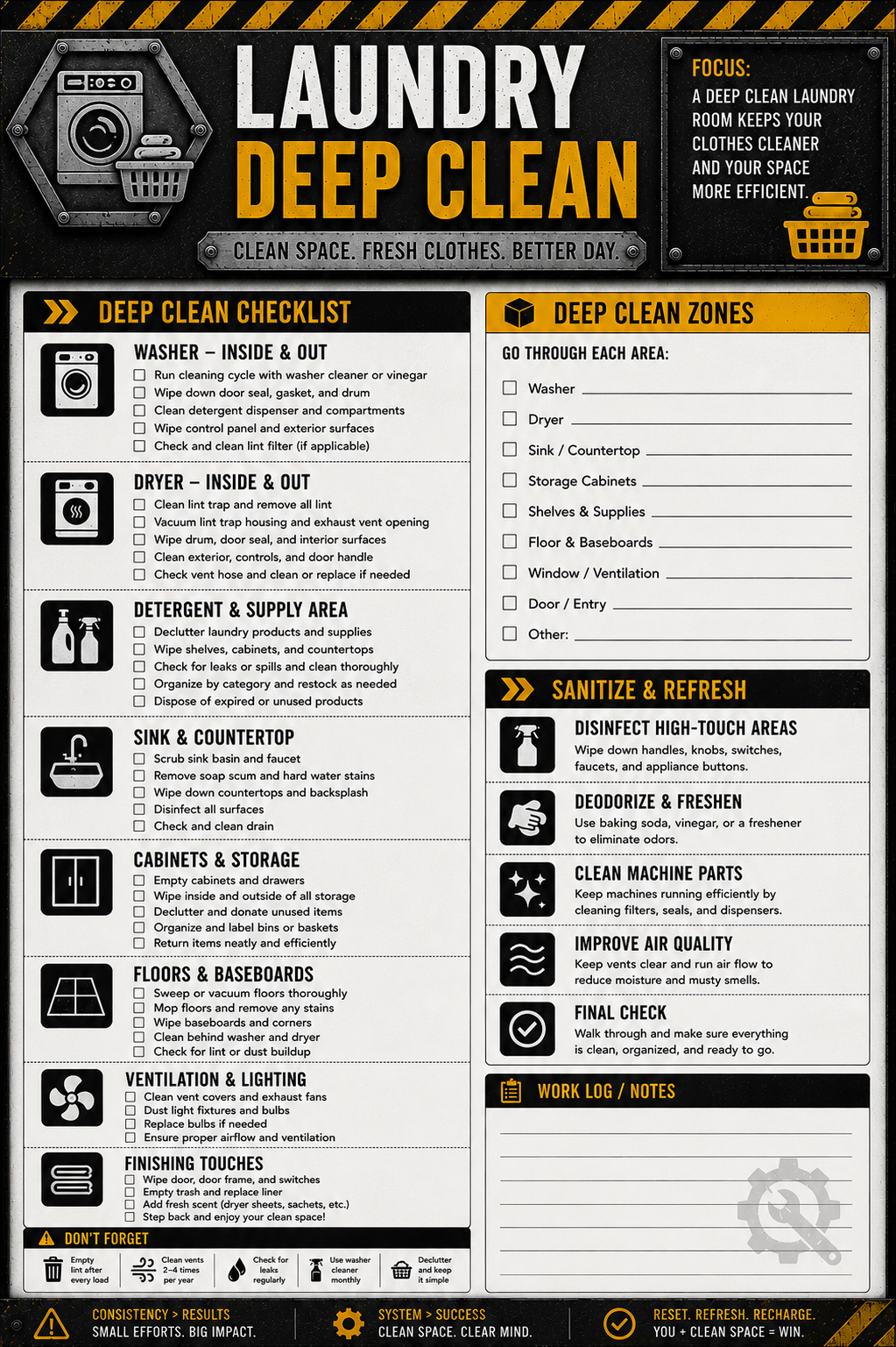 ADHD Cleaning Planner for Men | Industrial Cleaning System | Printable Deep Clean Checklist Bundle