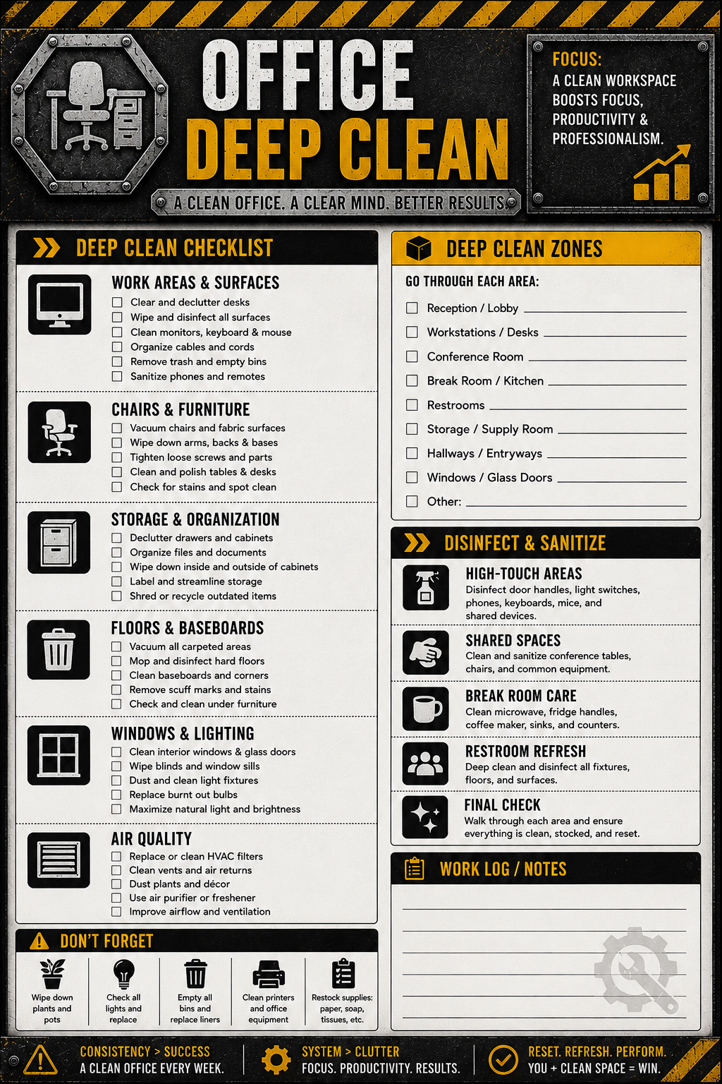 ADHD Cleaning Planner for Men | Industrial Cleaning System | Printable Deep Clean Checklist Bundle