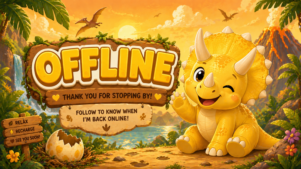 Triceratops Stream Overlay Package, Yellow Dinosaur Graphics, Webcam Frame (Digital Download)