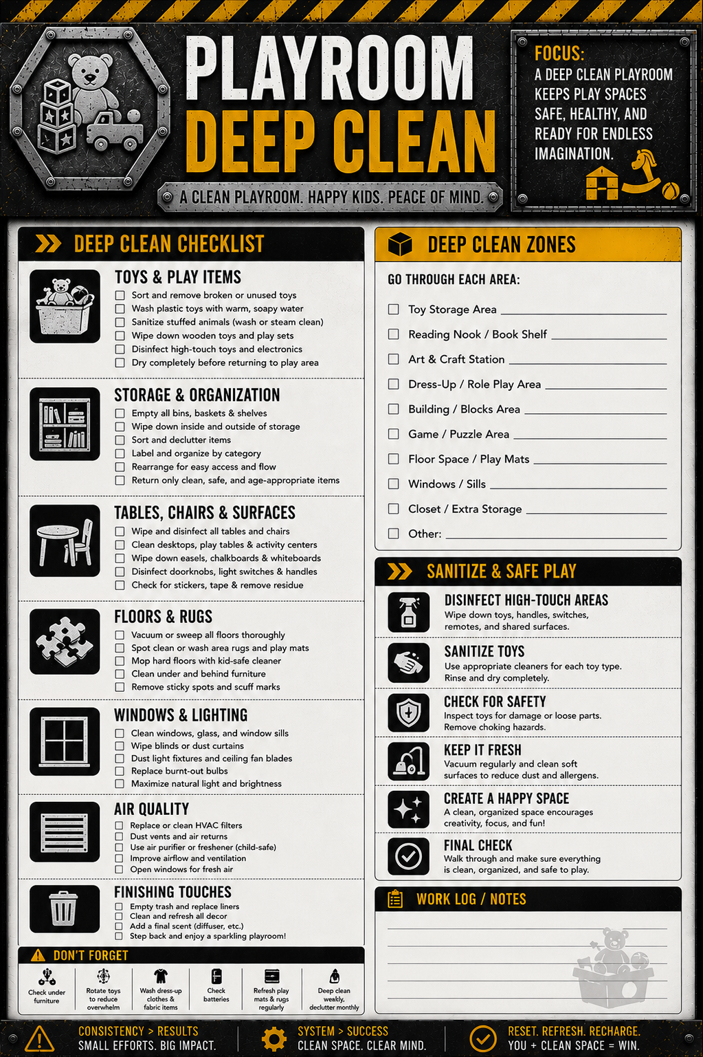 ADHD Cleaning Planner for Men | Industrial Cleaning System | Printable Deep Clean Checklist Bundle