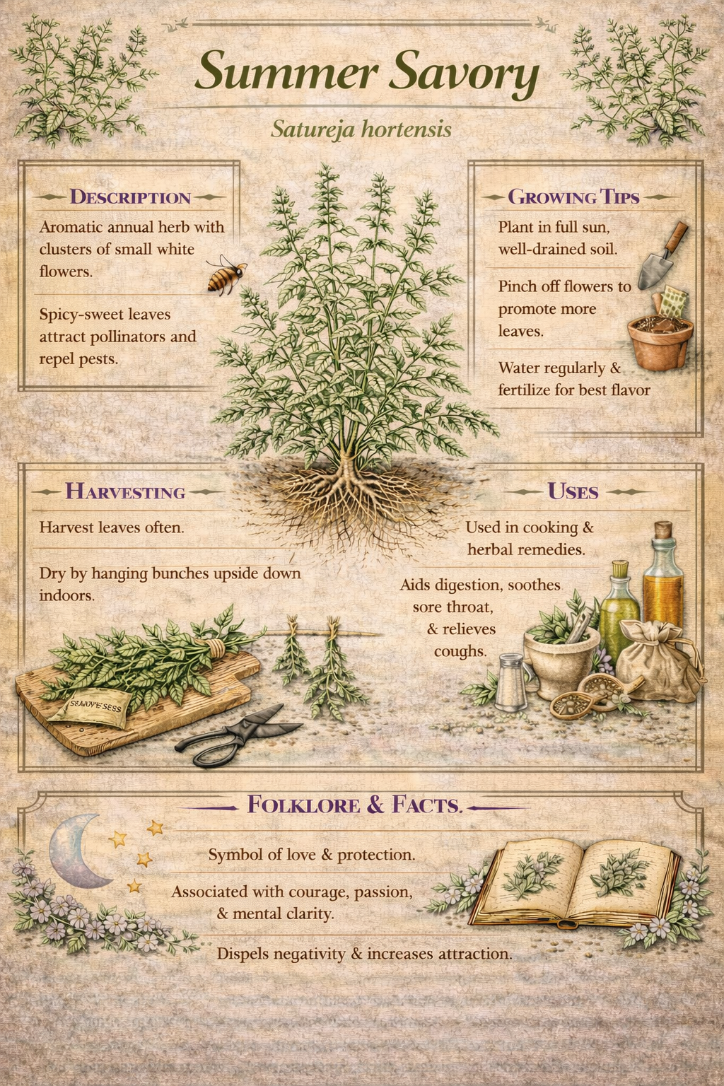 Mediterranean Herb Prints • Oregano, Marjoram, Savory Botanical Art (Instant Download)