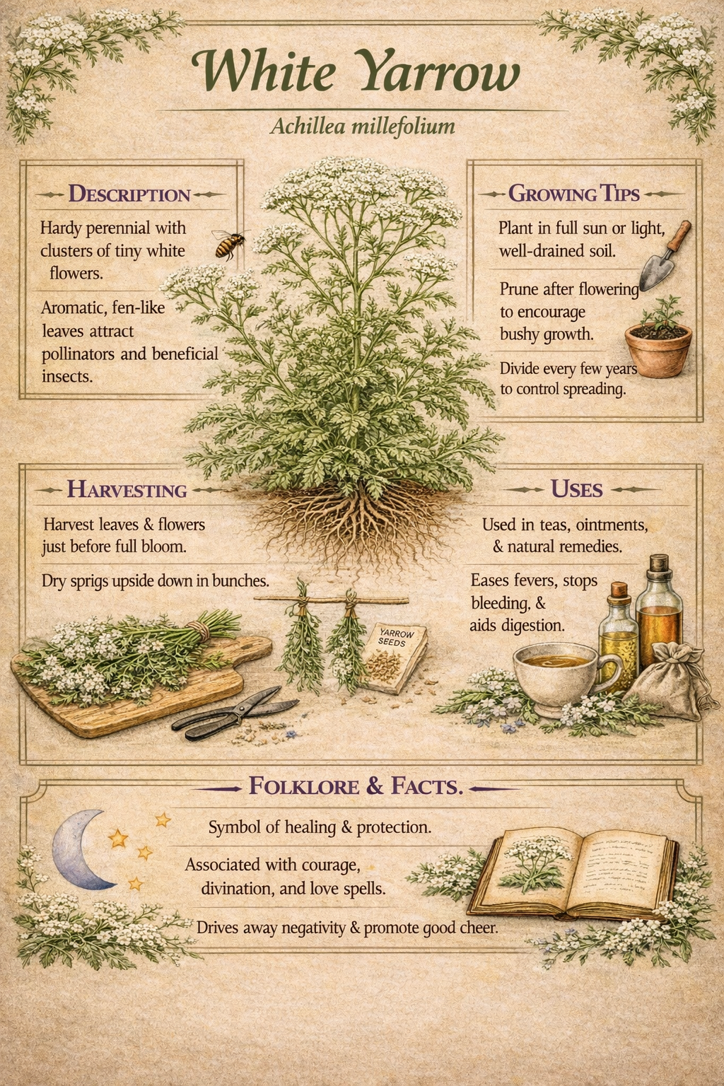 Medicinal Herb Printable Set • Lemon Balm, Sage, Yarrow • Apothecary Wall Art (Instant Download)