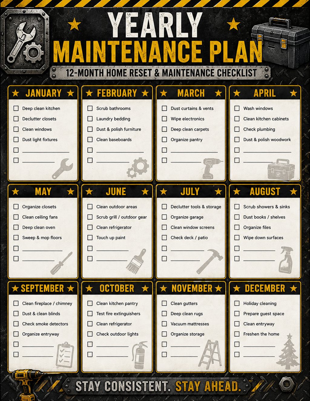 ADHD Cleaning Planner for Men | Industrial Cleaning System | Printable Deep Clean Checklist Bundle