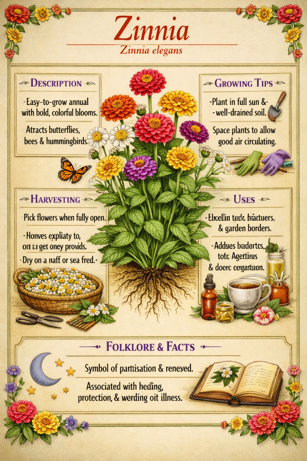 Pollinator Garden Collection | Zinnia, Bee Balm & Bishop's Flower | Butterfly & Bee Garden Guides